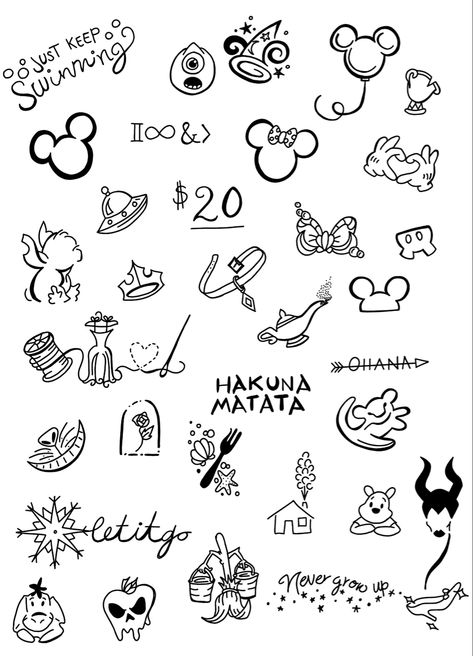 Subtle Disney Tattoos Simple, Disneyland Tattoo Ideas, Little Disney Tattoos, Disney Outline Tattoo, Anastasia Tattoo Ideas, Mini Disney Tattoos, Up Tattoo Disney, Tattoo Designs Disney, 90s Cartoon Tattoos Ideas