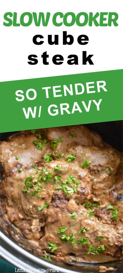 Cubed Steak And Gravy, Slow Cooker Cube Steak, Cubed Steaks, Cube Steak Crock Pot Recipes, Crock Pot Cube Steak, Beef Cube Steak Recipes, Soup Onion, Creamy Mushroom Gravy, Steak And Gravy