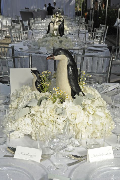 Penguin Wedding Theme, Penguin Centerpieces, Penguin Wedding, Central Park Zoo, Penguin Theme, Wildlife Conservation, Marry You, Bar Mitzvah, Themed Wedding