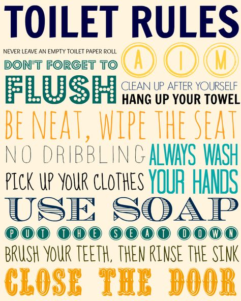 Bathroom Rules Printable Free, Toilet Rules Printable, Bathroom Rules Printable, House Share, Toilet Quotes, Bathroom Etiquette, Work Signs, Bathroom Rules Sign, Washroom Sign