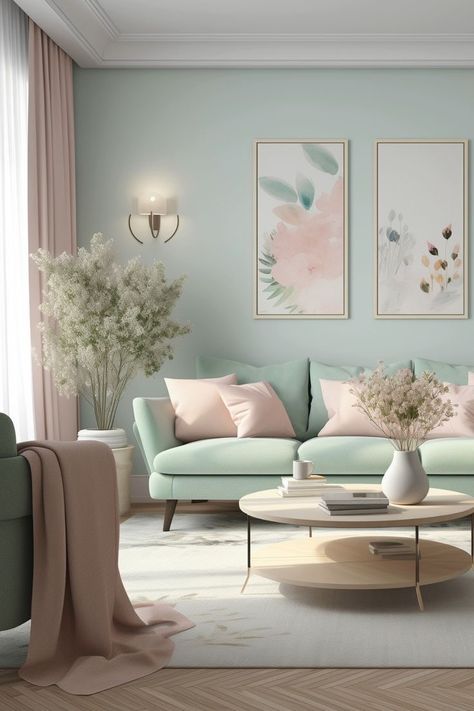 Pastel Colors Living Room, Room Color Ideas Bedroom, Pastel Interior Design, Pastel Living Room, Pastel Interior, Pastel Home Decor, تصميم داخلي فاخر, Latest Living Room Designs, House Interior Decor Ideas