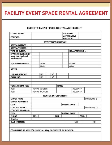 Facility Event Space Rental Agreement - Venue Rental Contract - Event Space Rental Contract - PDF and Word File for Instant download Venue Rental Contract, Hall Rental Business, Bridal Shop Business Plan, Rental Space For Events, Opening A Venue Business, Event Venue Bathrooms, Event Space Business Plan, Opening An Event Venue Spaces, Owning An Event Space