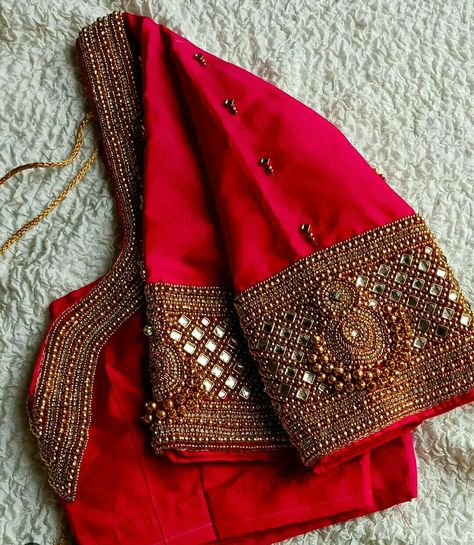 Bead Blouse Designs, Red Blouse Design, Magam Work Designs, Maggam Blouses, Long Blouse Designs, Dresses Pattern, Latest Bridal Blouse Designs, Aari Designs, New Saree Designs