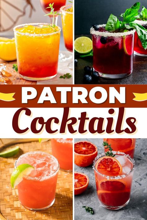 If you're a tequila fan but don't want to pay too much, check out these Patrón cocktails. It's a terrific mid-range spirit, and it's as smooth as can be. Easy Mixed Drinks Alcohol Tequila, Patron Mixed Drinks Recipes, Patron Cocktails Recipes, Patron Reposado Recipes, Drinks With Patron Tequila, Mixed Drinks With Patron Tequila, Patron Mixed Drinks Easy, Sweet Tequila Drinks, Don Julio Cocktails