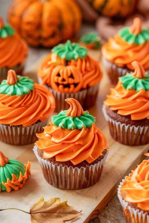 Bake & Decorate: Easy Buttercream Pumpkin Cupcakes Recipe Thanksgiving Cupcakes Ideas, Fall Cupcake Decorating Ideas, Pumpkin Cupcake Recipes, Cream Cheese Buttercream Frosting, Cinnamon Cream Cheese, Fall Cupcakes, Cream Cheese Buttercream, Thanksgiving Drinks, Cupcake Recipes Chocolate