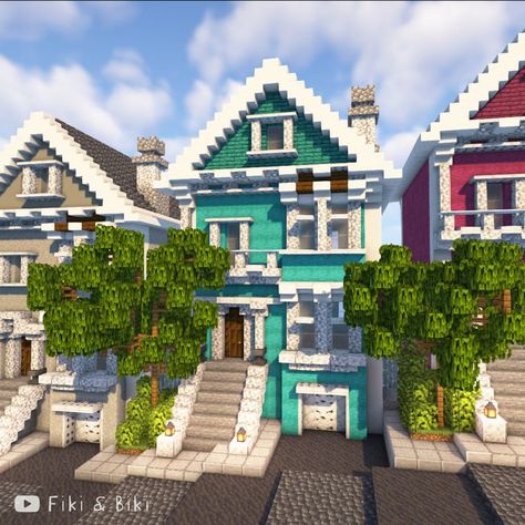 Tutorial for this build is on our YouTube channel: Fiki & Biki 🐔 (link in bio) Minecraft Beach House, Minecraft Modern City, Minecraft City Buildings, Minecraft Structures, Minecraft House Plans, Bangunan Minecraft, Minecraft Farm, Minecraft Modern, Minecraft Cottage