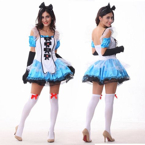 Aliexpress.com : Buy 2015 Women Sexly Maid Role Play Dress Halloween Cosplay Costumes with Hair Tire and Gloves ID8223 from Reliable costume cow suppliers on weartime dressing  | Alibaba Group Alice In Wonderland Costume, Corset Bustier, Maid Outfit, Anime Cosplay Costumes, Mens Halloween Costumes, Corsets And Bustiers, Fashion Tights, Lace Blue Dress, Halloween Party Costumes