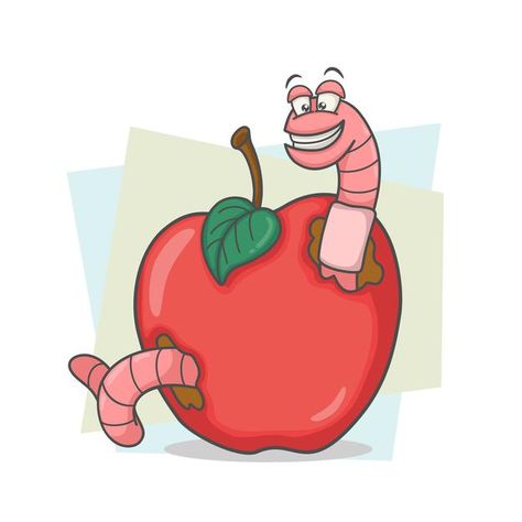 The worm in the apple | Premium Vector #Freepik #vector #food #animals #red #fruit Apple With Worm, Cacing Tanah, Apple Bite, Vector Food, Red Fruit, Bible Studies, Funny Cartoon, Premium Vector, Food Animals