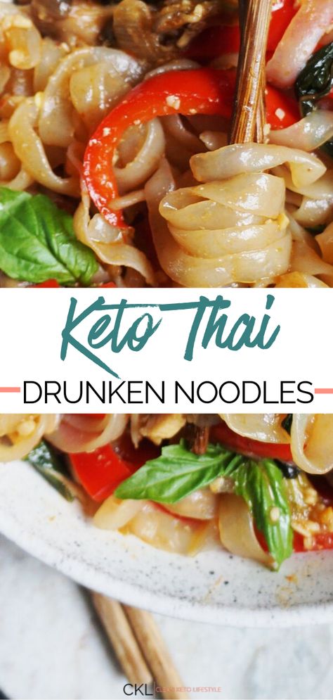 Keto Korean Recipes, Broccoli Cheese Soup Velveeta, Miracle Noodles Recipe, Keto Supper, Asian Entrees, Keto Chinese, High Protein Keto, Thai Drunken Noodles, Fasting Food