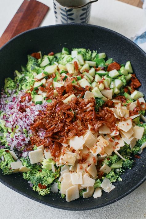 Broccoli crunch salad 6 Hutchins Broccoli Salad, Broccoli Crunch Salad, Warm Bacon Vinaigrette, Gf Sides, Best Broccoli Salad, Pearl Couscous Salad, Bacon Vinaigrette, The Best Broccoli, Best Broccoli