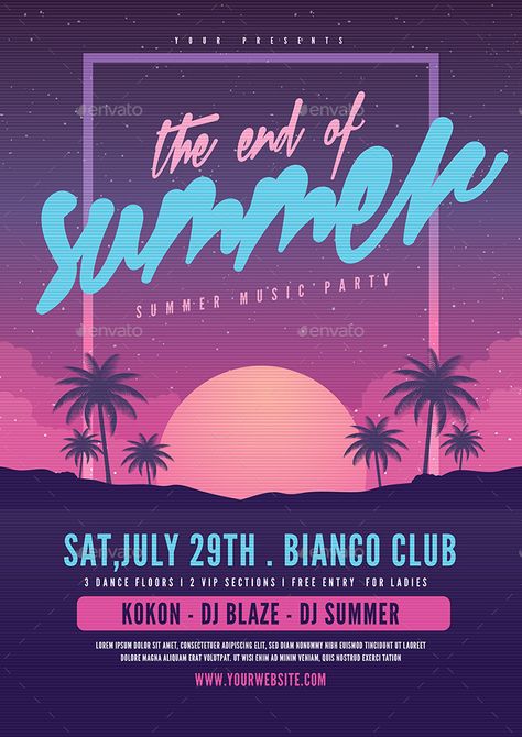 Night Photography Portrait, End Of Summer Party, Summer Party Flyer, Promo Flyer, End Of Year Party, Summer Party Themes, Festival Inspo, Birthday Club, Summer Poster