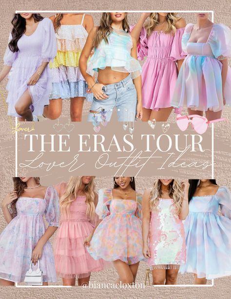 The eras tour, lover, Taylor swift, swiftie, eras, pastel, sequin, tulle, tie-dye, cottony candy, concert outfit Taylor Swift Outfit Inspo Lover, Lavender Haze Eras Tour Outfit, Eras Tour Outfits Shein, Lover Outfit Taylor Swift Ideas, Taylor Swift Dress Up Ideas, Taylor Lover Era Outfits, Pink Eras Tour Outfit, Taylor Swift Lover Era Outfits Ideas, What To Wear To Taylor Swift Concert Outfit