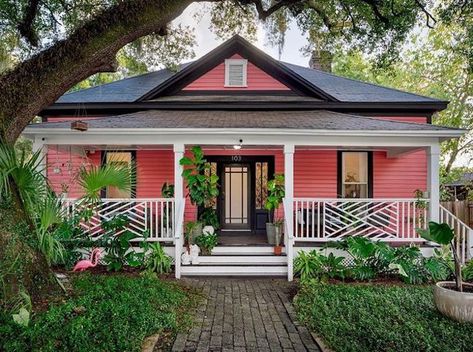 Pink House Exterior, Pure Salt Interiors, Office Paint Colors, Haint Blue, Office Paint, Dark Paint Colors, Cabin Exterior, Exterior Paint Color, Pink House