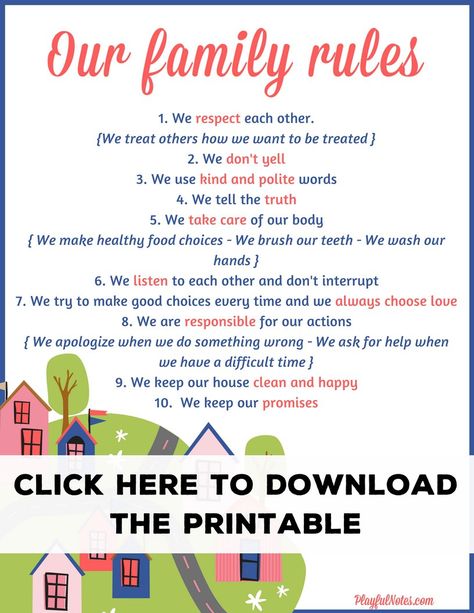 If you wonder how to create family rules that kids will be happy to follow, here are some tips to help you and a printable file for creating your own rules! | Family rules printable | Family rules for kids | DIY family rules Family Rules Printable, Therapeutic Worksheets, Family Dates, Halo Wedding Rings, Chores Chart, Parenting Rules, Hairstyles And Makeup, Pictures Of Hairstyles, Behavior Plan