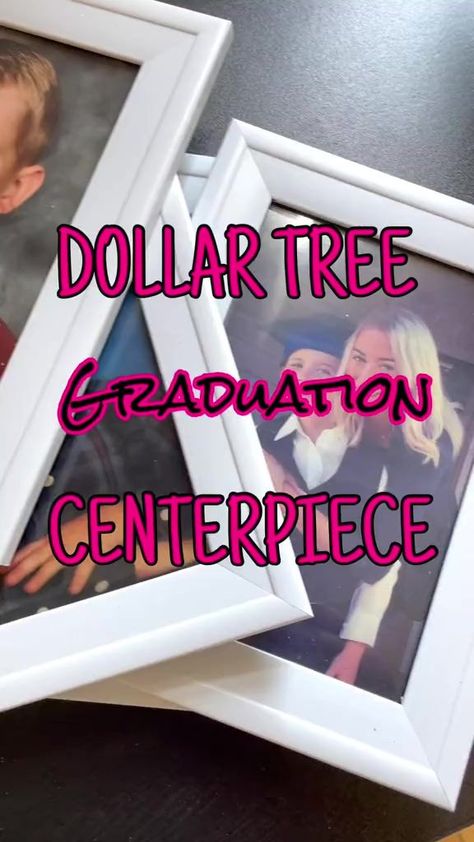 Dollar Tree graduation centerpiece idea 🖤 #dollartreefinds #dollartree #dollartreediy #dollartreecrafts #dollartreehacks #diy #diyproject #diycrafts #diys #easydiy #easydiycrafts #easydiys #graduation2023 #graduationcenterpiece #graduationparty #graduationpictures #diycenterpieces #centerpieces #centerpiecesideas #centerpiecediy | XOaprillmae | XOaprillmae · Original audio Graduation Centerpieces Diy, Picture Centerpieces, Simple Centerpieces Diy, Picture Frame Projects, Photo Centerpieces, Graduation Picture Frames, Dollar Tree Centerpieces, Graduation Centerpiece, Party Frame