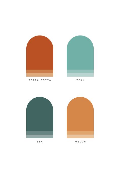 Turquoise And Rust Color Palette, Color Palette Blues And Oranges, Turquoise Terracotta Color Schemes, Blue Teal Orange Color Palette, Copper Color Palette Colour Schemes, Seafood Color Palette, Teal And Orange Branding, Teal Brand Identity, Orange And Teal Color Palette