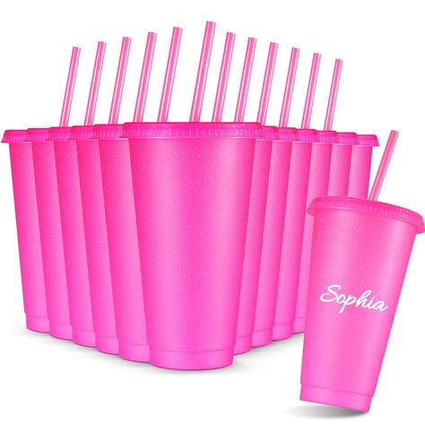 PRICES MAY VARY. Safe and Sturdy: glitter tumblers with lid and straw are made of plastic material, safe and reliable, no bad odors, smooth in surface, comfortable to touch, not easy to break, deform, fade or wear, can be applied for a long time Abundant in Amount: you will be provided with 12 pieces of plastic tumblers with lids and straws, sufficient in quantities, and the appearance is bright rose red, with a shiny silver material on the surface, can meet your use and decoration needs in dail Juice Party, Mean Girls Party, Cups With Lids And Straws, Iced Coffee Tumbler, Cups With Lids, Reusable Cups, Flamingo Party, Glitter Cups, Barbie Party