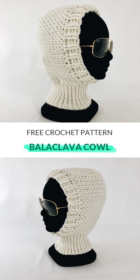 Balaclava Cowl Free Crochet Pattern - The balaclava cowl is a free crochet pattern that is very popular. The pattern is easy to follow and will give you the perfect fit. All you need to make this cowl is your favorite yarn and an H crochet hook. #crochet #crochetideas #crochethatpattern #crochetsunhat Crochet Top Free Pattern, Summer Top Crochet, Pattern Granny Square, Crochet Balaclava, Crochet Cowl Free Pattern, Hook Crochet, Crochet Hood, Crochet Winter Hats, Crochet Sun Hat