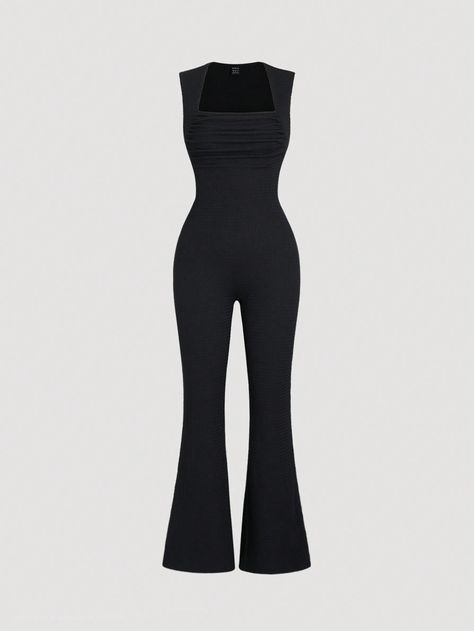 SHEIN MOOSTA Knitted Textured Ruffle Tank Top Flare JumpsuitI discovered amazing products on SHEIN.com, come check them out! Flared Jumpsuit, Flare Jumpsuit, Ruffle Tank Top, Jumpsuit Black, Kids Beachwear, Jumpsuits For Women, All Fashion, Women Clothing, Women Clothes Sale