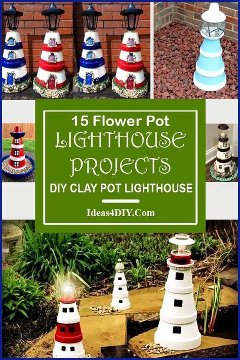 15 Flower Pot Lighthouse Projects | DIY Clay Pot Lighthouse Diy Light House Clay Pots, Terra Cotta Pot Lighthouse Diy, Lighthouse Flower Pots, Terracotta Pot Lighthouse, Lighthouse Terra Cotta Pots, Terra Cotta Lighthouse, Terra Cotta Pot Lighthouse, Diy Lighthouse Outdoor Clay Pots, Terra Cotta Lighthouse Diy