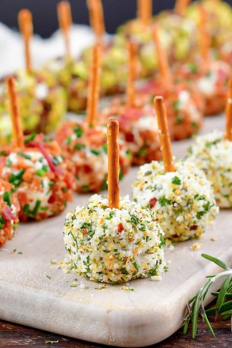 Mini Cheese Balls Trio - Will Cook For Smiles Recipe With Olives, Mini Cheese Balls, Graduation Party Food Ideas, Shower Snacks, Graduation Party Food, Cheese Ball Recipes Easy, Cheese Ball Bites, Will Cook For Smiles, Cream Cheese Ball