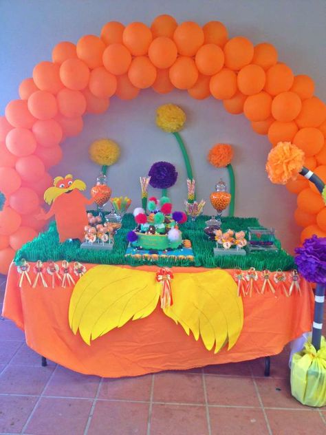 Lorax Party Decorations, Lorax Decoration Ideas, Lorax Birthday Party Ideas, Lorax Baby Shower Ideas, Lorax Birthday Cake, The Lorax Decorations, Lorax Birthday Party Decorations, Lorax Themed Birthday Party, Lorax Party Ideas