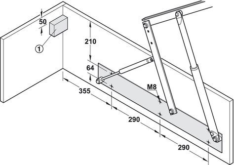 Bed lift, opening mechanism with gas-filled struts - in the Häfele Australia Shop Bed Lift Mechanism, Lift Up Bed, Bed Designs With Storage, Platform Bed Designs, Bed Lifts, Beds For Small Spaces, Foldable Furniture, Modern Murphy Beds, Furniture Hinges