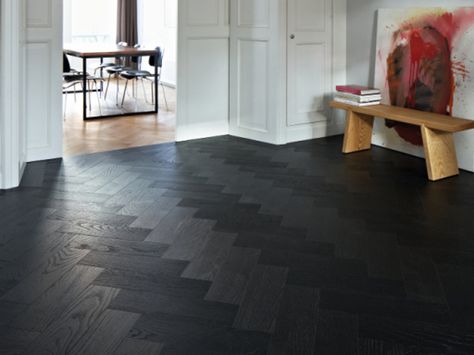 Forbo - Luxury Vinyl - Allura Premium Solid Oak. Herringbone Black Wood Flooring, Floor Tile Black, Forbo Flooring, Dark Tile Floors, Black Flooring, Black Wood Floors, Dark Tile, Baroque Decor, Hardwood Floors Dark