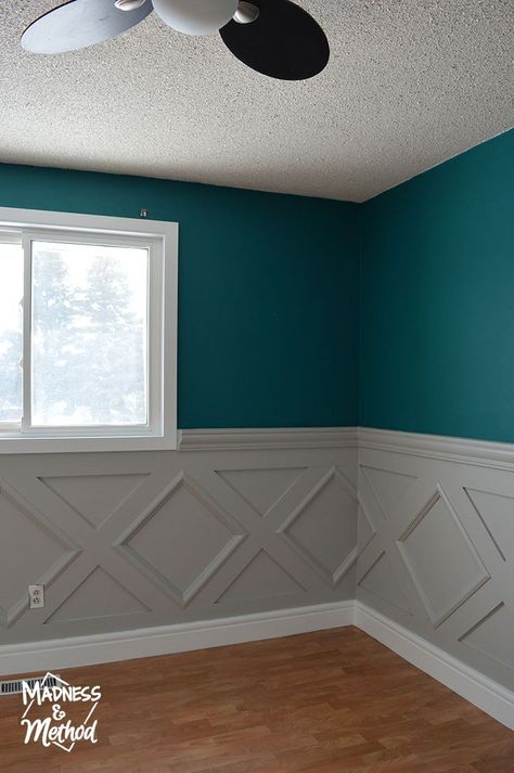 Wayne’s Coating Wall, Diamond Wainscoting, Waynes Coating, Apartment Upgrades, Wainscoting Staircase, Wainscoting Living Room, Opal House, Wainscoting Nursery, Picture Frame Wainscoting