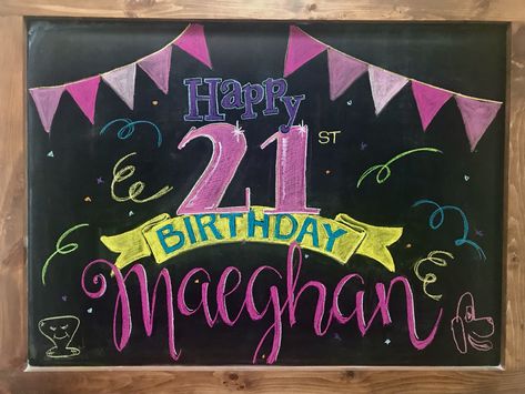 birthday chalkboard, birthday blackboard, 21st birthday 21st Birthday Chalkboard Ideas, 21st Birthday Chalkboard Sign, Black Board Decoration Ideas, Black Board Decoration, Birthday Blackboard, Happy Birthday Chalkboard, Birthday Chalkboard Art, Decoration Ideas For Birthday, Kids Craft Work