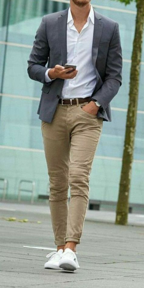 19 Business Casual Outfits To Ace The Wardrobe – OnPointFresh Real Estate Fashion Men, Presentation Outfit Men, Witte Sneakers Outfit, Husband Outfits, Classy Man, Sneakers Guide, Beige Hose, Casual Chique Stijl, How To Wear Blazers