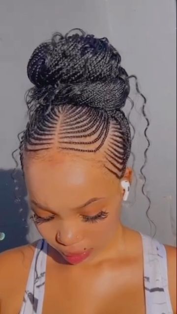 Lillys Hair And Beauty Parlour on Instagram: "Make sure to try our conrow styles this weekend 😊 📍 HH Plaza, 5th Floor CUSTOMER CARE LINE ☎️ Text/Call/WhatsApp 0717063128/0740 098 449" Braided Cornrow Hairstyles Updo Ponytail, Yeboyebo Hairstyle, Conrow Ponytails, Cornrows Updo Ponytail, Straight Up Cornrows Black Women, Lines Hairstyles African, Straight Up Braids African, Straight Up Braids, Cornrow Ponytail Styles