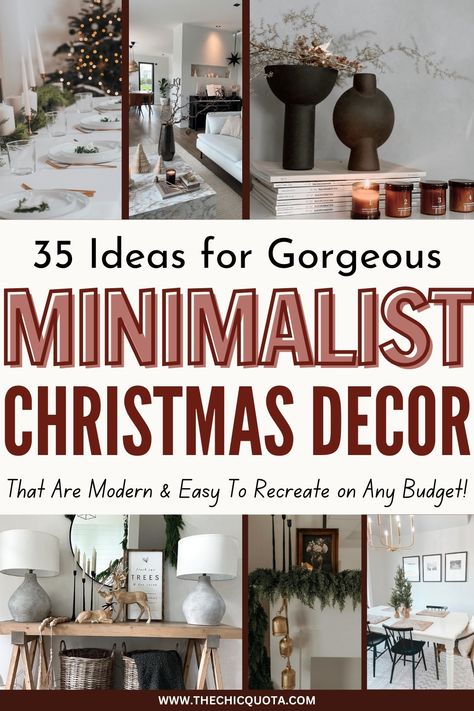 Minimalist Christmas Decor: 35 Beautiful Ideas For A Modern Holiday Look in 2024 - The Chic Quota Modern Kitchen Christmas Decor, Modern Christmas Shelf Decor, Tasteful Christmas Decor, Minimalist Christmas Decorations, Modern Boho Christmas Decor, Minimalist Christmas Decor Ideas, Modern Table Centerpieces, Holiday Living Room Decor, Minimalist Holiday Decor