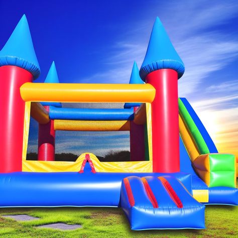 Dive into a world of joy and vibrant colors with our latest Inflatable Castle, set against a sunny sky, promising unforgettable outdoor parties for children. Featuring bright primary colors, a vast bouncing area, a fun slide, and fairy-tale-like turrets, this castle is designed to be the centerpiece of any festive event. Crafted from glossy, durable material, it ensures safety while adding magic to childhood play. Discover the perfect blend of fun, safety, and imaginative play with our enchanting Inflatable Castle, a must-have for kids' parties. Inflatable Castle, Sunny Sky, Inflatable Slide, Bouncy Castle, Outdoor Parties, Pinterest Board, Imaginative Play, Fairy Tale, Kids Party