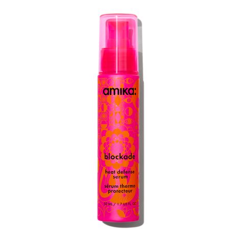 heat defense & protectant hair serum : blockade | amika Amika Heat Protectant, Good Heat Protectant Hair Products, Preppy Hair Care, Amika Blockade, Best Heat Protectant For Hair, Heat Protection For Hair, Christmas Wishlist For Teens, Amika Hair, Amika Hair Products