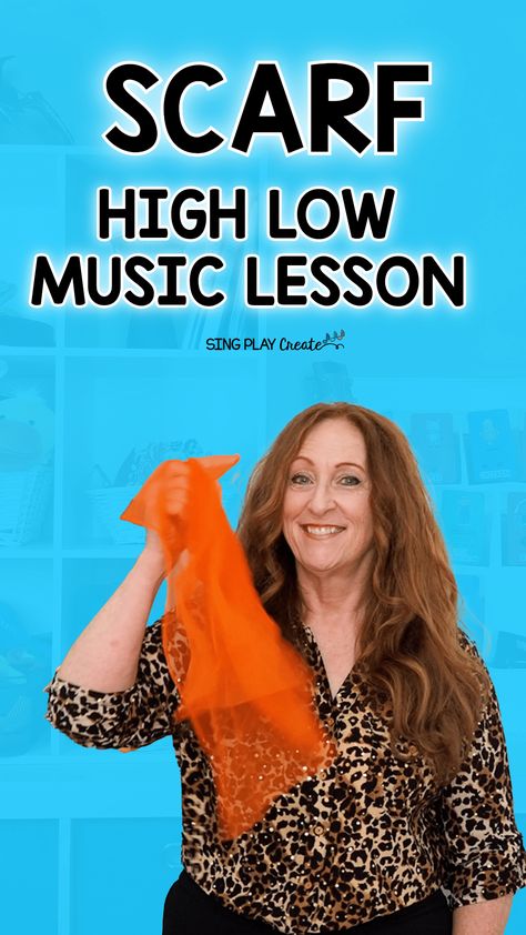 I'm using a scarf to teach music concepts high and low. This activity is for younger children-even toddlers can do this one!  Music teachers can use this activity in their PreK-2nd grades.  It's a good intro to high and low sounds as well as a wonderful calming down activity. 

Scarf movement to teach high and low by Sing Play Create
High Low Lesson with Scarf Movement Activity to Teach High and Low Kodaly Songs, Orff Activities, Music Education Games, Orff Music, General Music Classroom, Movement Songs, Elementary Music Education, Elementary Music Teacher, Elementary Music Classroom