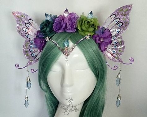 Spring Costume, Fairy Wings Costume, Fairy Headpiece, Fairy Crown, Fairy Festival, Handmade Butterfly, Resin Glitter, Fairy Clothes, Summer Festivals