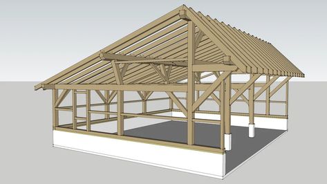 Shed Roof Timber Frame House, Timber Frame Garage, Loafing Shed, Carport Sheds, Timber Frame Building, Timber Frame House, Farm Shed, Self Build Houses, Car Port