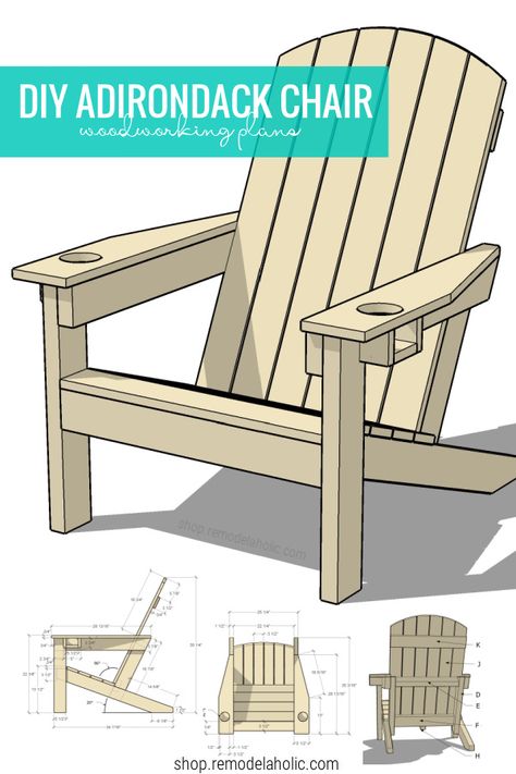 Build your own comfortable DIY Adirondack chair in just a couple of hours. These detailed woodworking plans are easy for beginners and contain all the information you need to build your own easy outdoor lounge chair for sitting around the fire or relaxing on the porch. Fire Pit Pergola, Printable Woodworking Plans, Adirondack Chairs Diy, Outdoor Woodworking Plans, Halloween Decorations Outdoor Diy, Christmas Crafts For Adults Diy, Diy Halloween Decorations Outdoor, Diy Christmas Crafts For Adults, Crafts For Adults Diy