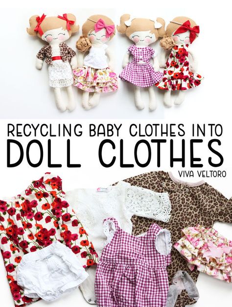 Sew old, worn, stained, or torn baby clothes into doll clothes! Free doll pattern! Then donate your craft scraps and other textiles to local charitable organizations – even if they are stained or ripped. Thanks for the tips, OCRRA. #RecyclingRules #WasteReduction #IC #ad Reuse Baby Clothes, Upcycle Baby, Old Baby Clothes, Reuse Clothes, Diy Rag Dolls, Clothes Upcycle, Amazing Crafts, Doll Clothes Patterns Free, Repurposed Clothing