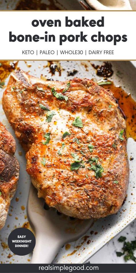 Baked Bone In Pork Chops, Thick Pork Chop Recipe, Pork Loin Chops Recipes, Pork Chops Bone In, Healthy Pork Chop Recipes, Oven Pork Chops, Healthy Pork Chops, Bone In Pork Chops, Baked Pork Chops Oven