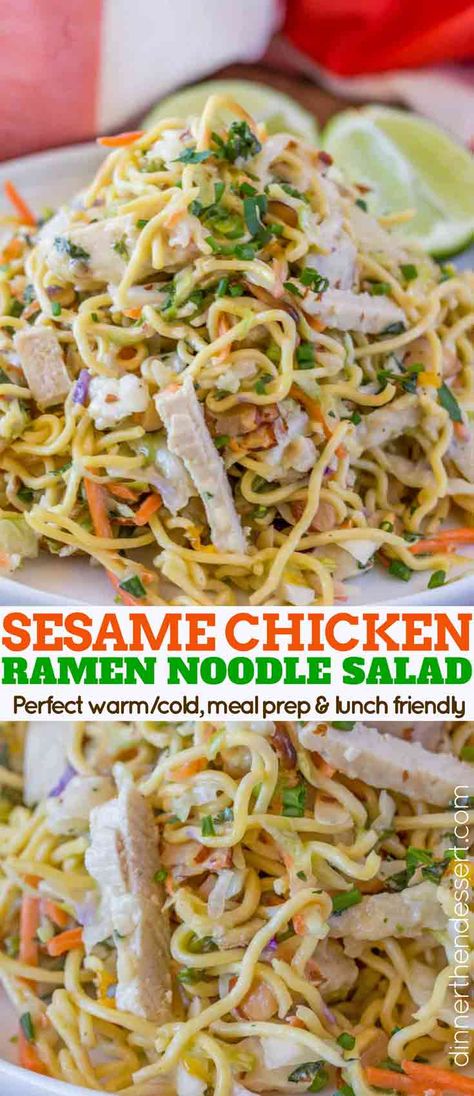 Healthy Easy Lunch, Easy Vinaigrette, Noodle Dinner, Ramen Salad, Ramen Noodle Salad, Chicken Ramen, Salad With Chicken, Noodle Salad Recipes, Simple Vinaigrette