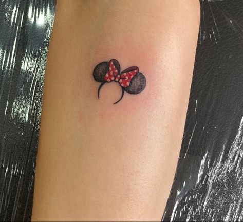 Disney Tattoos For Women Small, Minnie Mouse Head Tattoo, Mickey And Friends Tattoo, Minnie Mouse Small Tattoo, Girly Disney Tattoos, Mickey Balloon Tattoo Small, Simple Minnie Mouse Tattoo, Mickey Ears Tattoo Small, Pretty Disney Tattoos