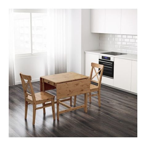 INGATORP Drop-leaf table IKEA Table with drop-leaves seats 2-4; makes it possible to adjust the table size according to need. Ikea Ingatorp, Table Ikea, Ikea Table, Condo Remodel, Folding Walls, Antique Stain, Table Extensible, Wall Table, Drop Leaf Table