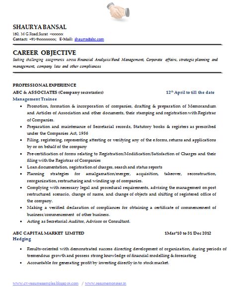 Sample Template of an Excellent Company Secretary Resume Sample with Great job profile, Career Objective and Work Experience, Professional Curriculum Vitae with Free Download in Word Doc/ PDF (3 Page Resume) (Click Read More for Viewing and Downloading the Sample)  ~~~~ Download as many CV's for MBA, CA, CS, Engineer, Fresher, Experienced etc / Do Like us on Facebook for all Future Updates ~~~~ Career Objective Examples, Secretary Resume, Good Objective For Resume, Career Objectives For Resume, Cv Resume Sample, Free Resume Format, Career Objective, Unique Resume, Marketing Resume