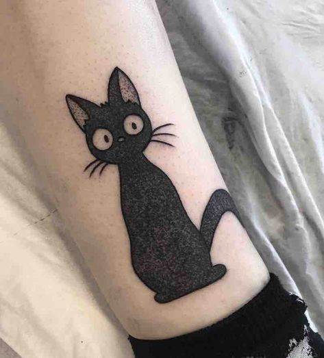 The Best Kiki's Delivery Service Tattoos Kiki's Delivery Service Black Cat, Jiji Tattoo, Kiki's Delivery Service Tattoo, Tatuaje Studio Ghibli, Ghibli Tattoos, Service Cat, Studio Ghibli Tattoo, Ghibli Tattoo, Black Cat Tattoos