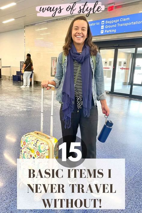 The 15 Best Travel Essentials For Women! Advice From A Full Time Traveler. Sharing all my secrets as a minimalist packer, as well as my top 15 travel essentials for women. No BS! #travelessentials #howtopacklight #womensessentialsfortravel #womenstravelessentials #besttravelessentials By Ways of Style Best Travel Clothes, Europe Travel Essentials, Travel Packing Checklist, Women Advice, Travel Capsule Wardrobe, Travel Capsule, Time Traveler, Minimalist Travel, Outfit For Travel