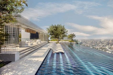 Life Ladprao 1 | Landscape Tectonix Architectural Facade, Pool Paving, Landscape And Urbanism Architecture, Narrow Path, Outdoor Pools, Water Pool, Landscape Elements, Resort Design, Architect Design House