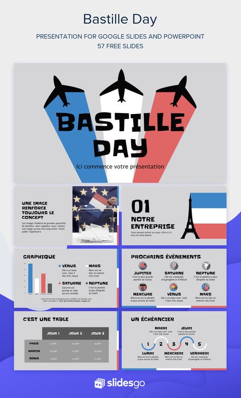 Bastille Day France National Day, Unique Website Design, Bastille Day, Powerpoint Presentation Design, Power Point Template, Powerpoint Slide, Unique Website, Google Slides Themes, Slide Design