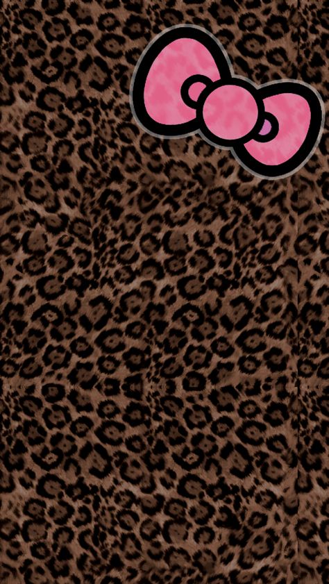 LOve Pink~: Brown Leopard HelloKitty Wallpapers 2000s Wallpaper, Cheetah Wallpaper, Leopard Print Wallpaper, Cheetah Print Wallpaper, Bow Wallpaper, Iphone Art, Iconic Wallpaper, Hello Kitty Backgrounds, Animal Print Wallpaper